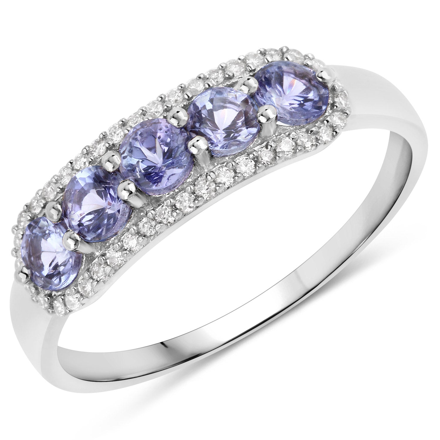 0.61 Carat Genuine Tanzanite and White Diamond 14K White Gold Ring Bids.com
