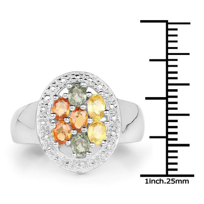 1.54 Carat Genuine Multi Sapphire .925 Sterling Silver Ring Bids.com
