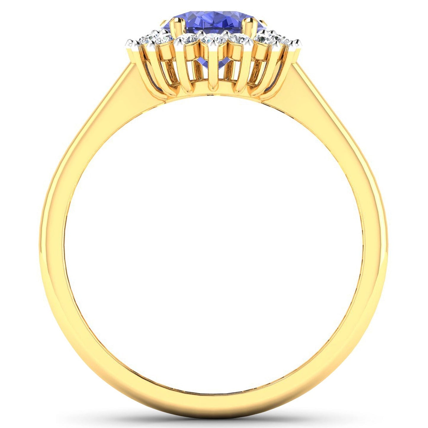 1.92 Carat Genuine Tanzanite and White Diamond 14K Yellow Gold Ring Bids.com