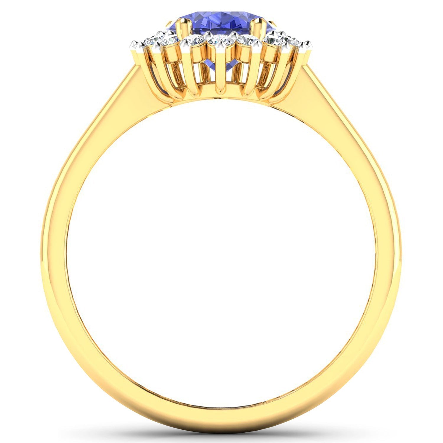 1.92 Carat Genuine Tanzanite and White Diamond 14K Yellow Gold Ring Bids.com