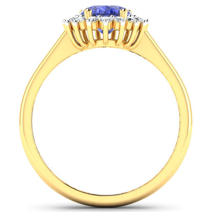 1.92 Carat Genuine Tanzanite and White Diamond 14K Yellow Gold Ring Bids.com