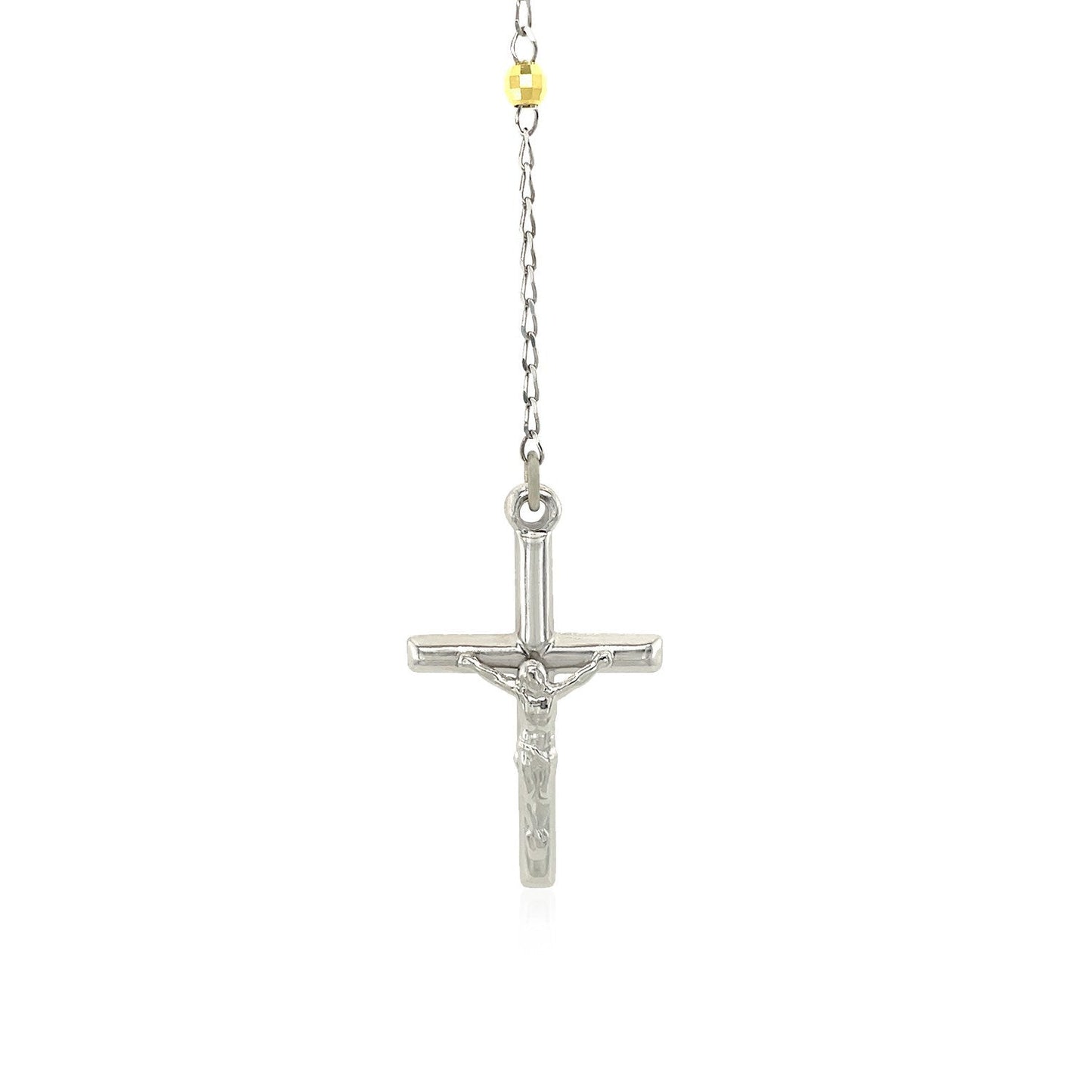 Three Toned Rosary Chain and Bead Necklace in Sterling Silver Bids.com