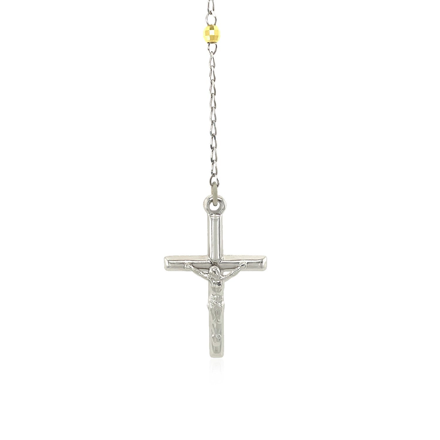 Three Toned Rosary Chain and Bead Necklace in Sterling Silver Bids.com