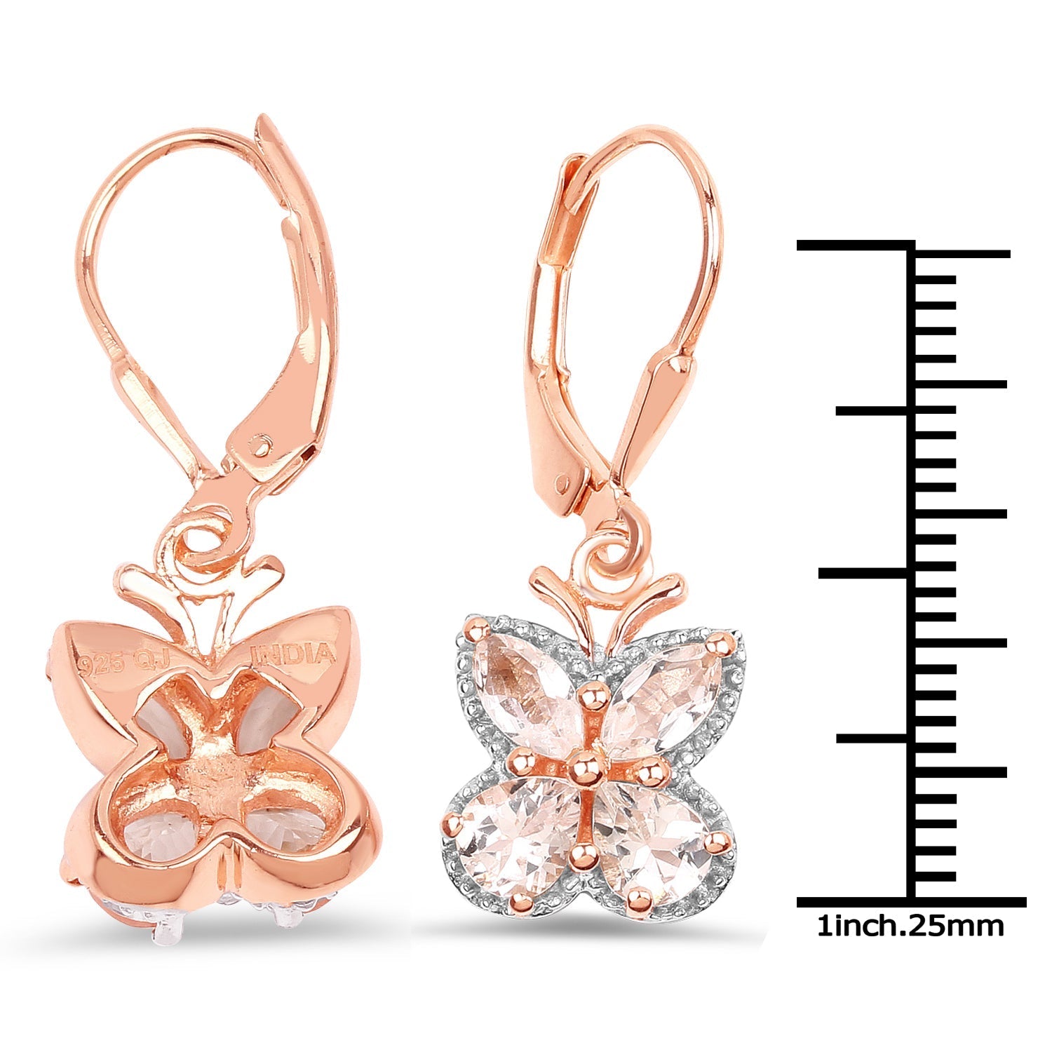 18K Rose Gold Plated 1.88 Carat Genuine Morganite .925 Sterling Silver Earrings Bids.com