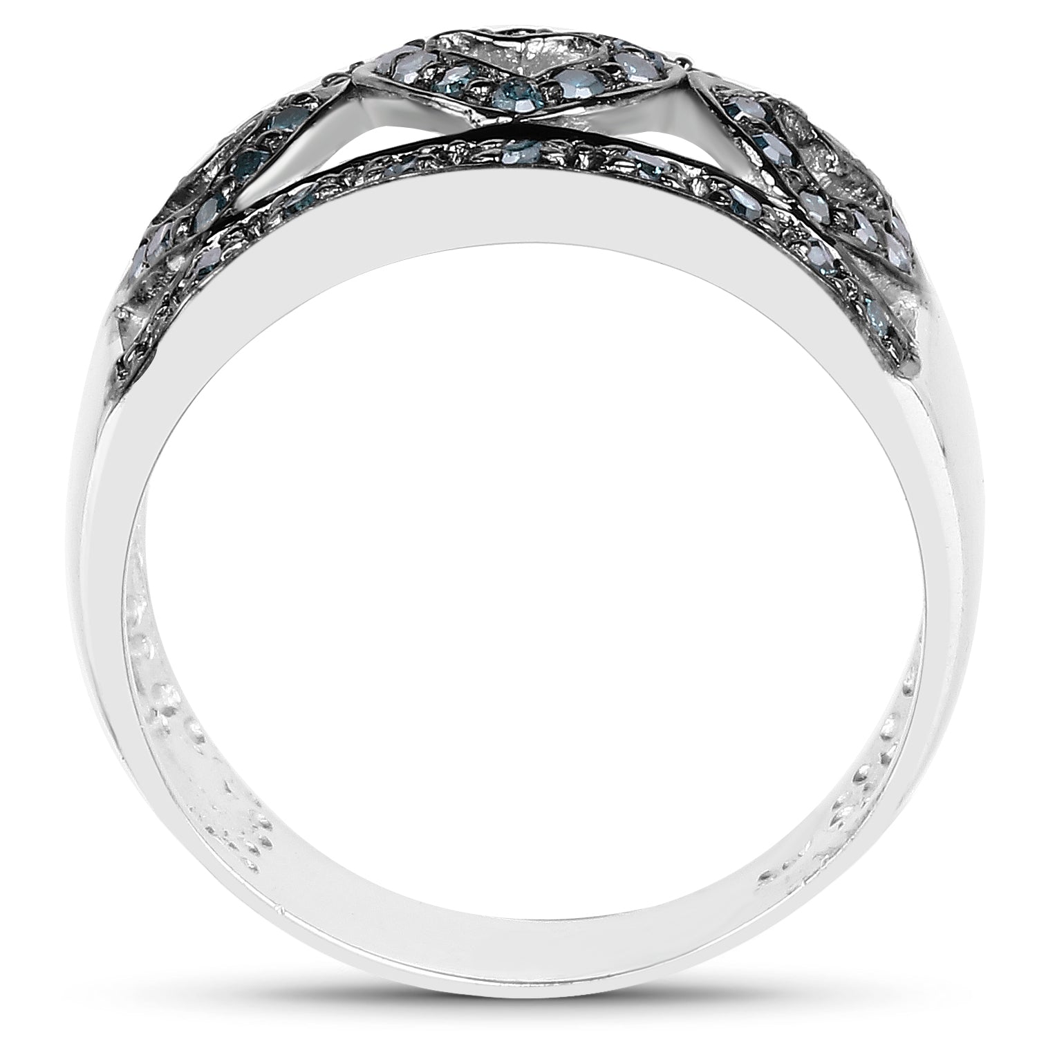 0.32 Carat Genuine Blue Diamond .925 Sterling Silver Ring Bids.com