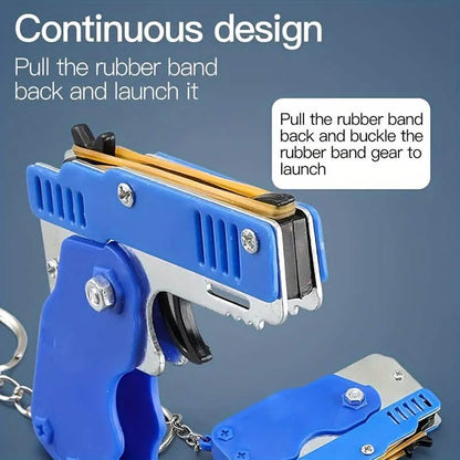 Foldable Metal Rubber Band Launcher Toy Keychain DailySale