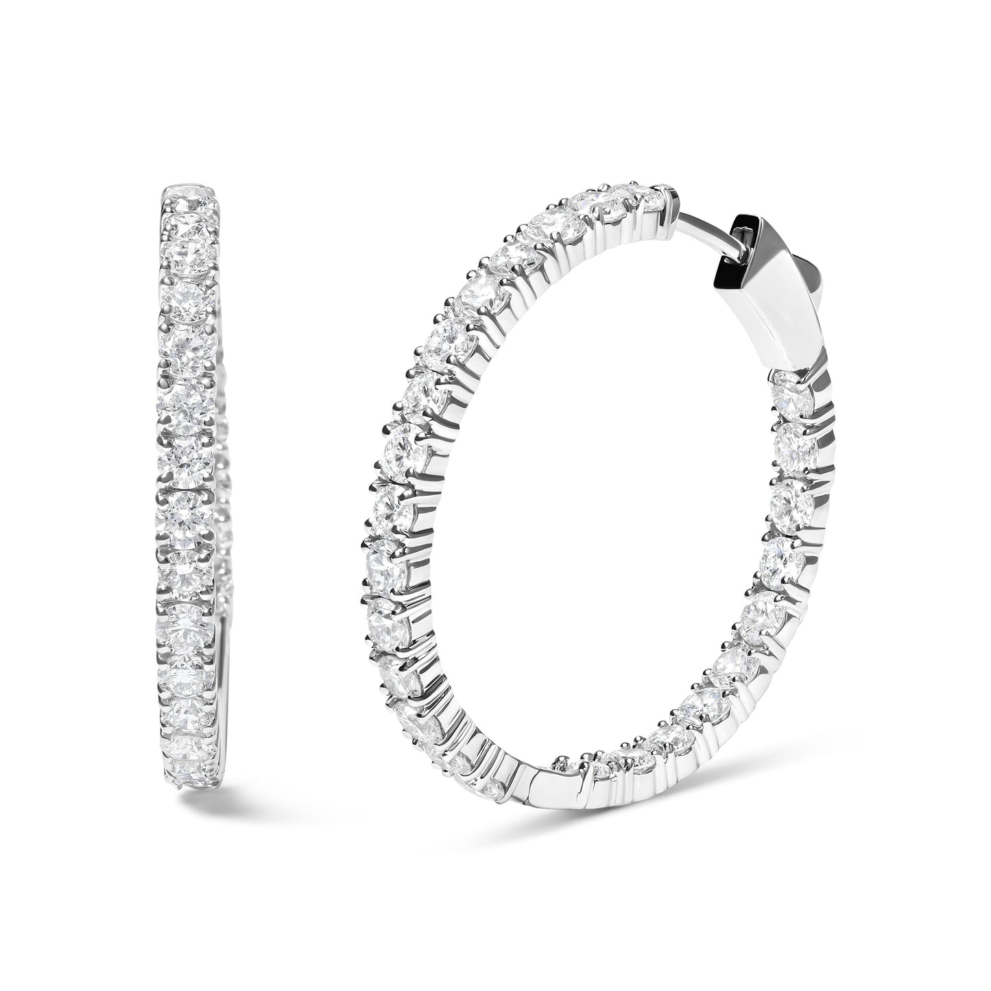 14K White Gold 5.00 Cttw Lab Grown Diamond Inside Out Hoop Earrings (F-G Color, VS1-VS2 Clarity) Bids.com