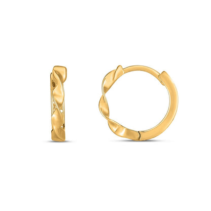 14k Yellow Gold Twist Huggie Hoops Bids.com