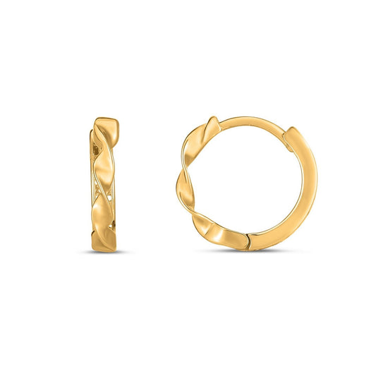 14k Yellow Gold Twist Huggie Hoops Bids.com