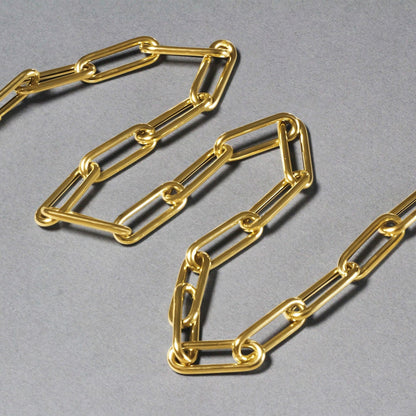 14k Yellow Gold Rounded Paperclip Chain Necklace Bids.com