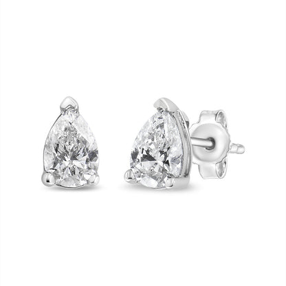 14K White Gold 1/2 Cttw Pear Shape Solitaire Lab Grown Diamond Stud Earrings (F-G Color, VS2-SI1 Clarity) Bids.com