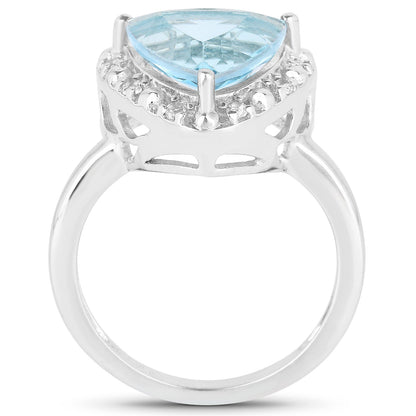 5.05 Carat Genuine Blue Topaz and White Topaz .925 Sterling Silver Ring Bids.com