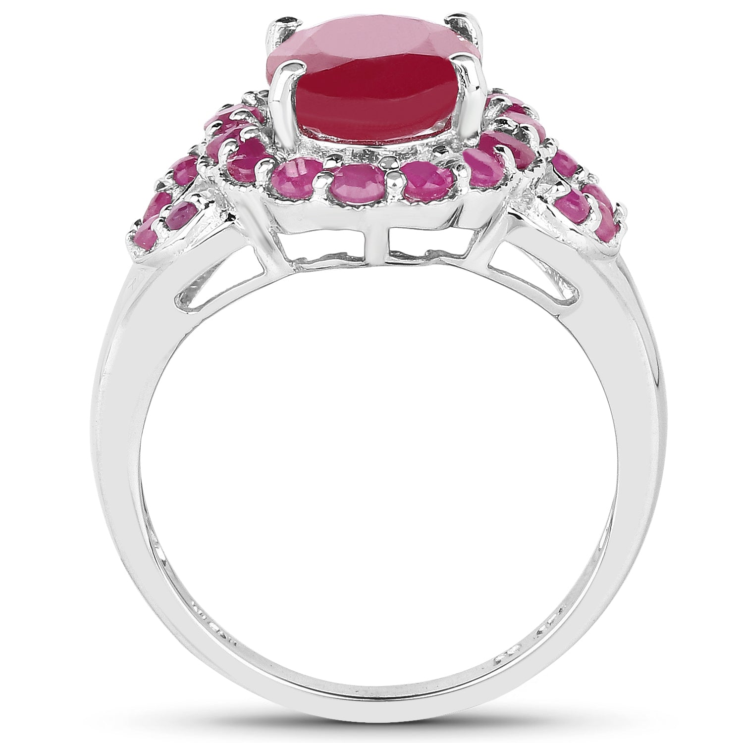 4.43 Carat Glass Filled Ruby and Ruby .925 Sterling Silver Ring Bids.com
