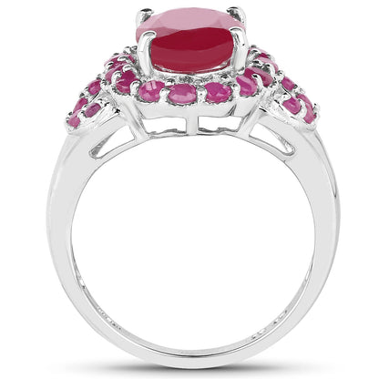 4.43 Carat Glass Filled Ruby and Ruby .925 Sterling Silver Ring Bids.com