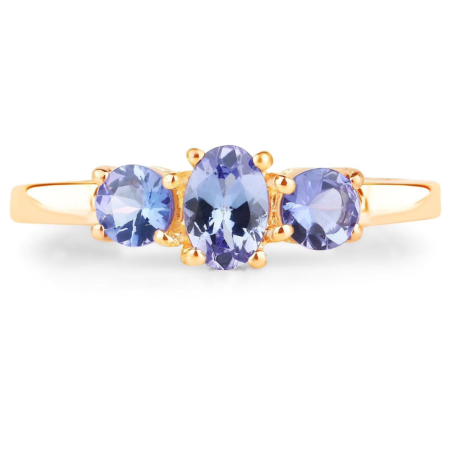 18K Yellow Gold Plated 0.90 Carat Genuine Tanzanite .925 Sterling Silver Ring Bids.com