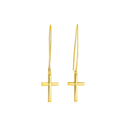 14k Yellow Gold Dangle Cross Earrings Bids.com