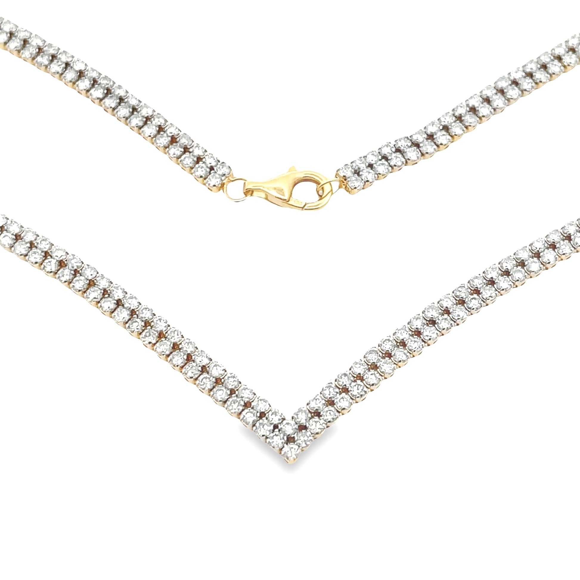 Genuine 7.00ct Diamond Tennis Necklace 14KT Yellow Gold Bids.com