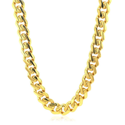 14k Yellow Gold Polished Miami Cuban Chain Necklace Bids.com