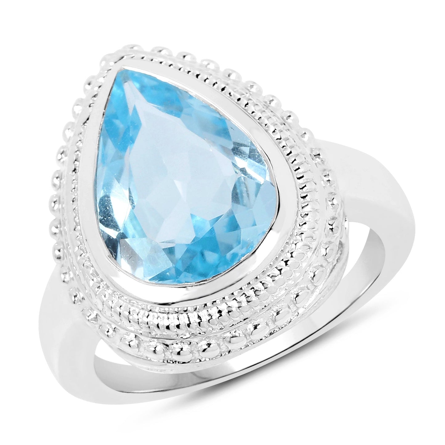 5.30 Carat Genuine Blue Topaz .925 Sterling Silver Ring Bids.com