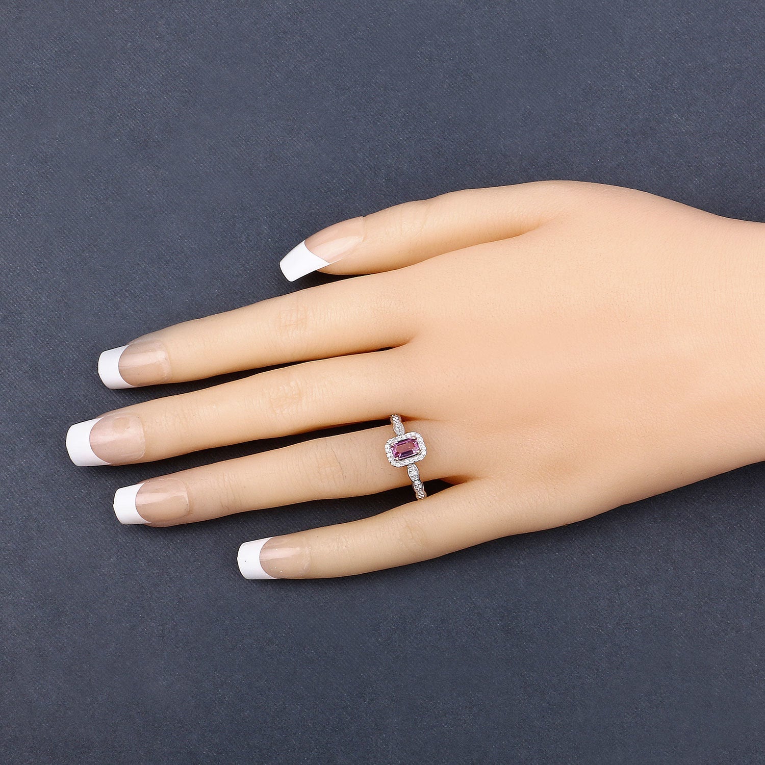 0.80 Carat Genuine Pink Sapphire and White Diamond 14K Yellow Gold Ring Bids.com