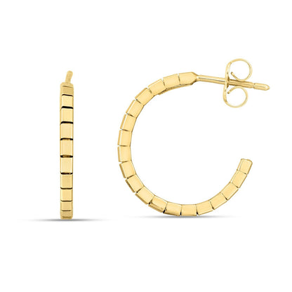 14k Yellow Gold Brick Omega Hoop Earrings Bids.com