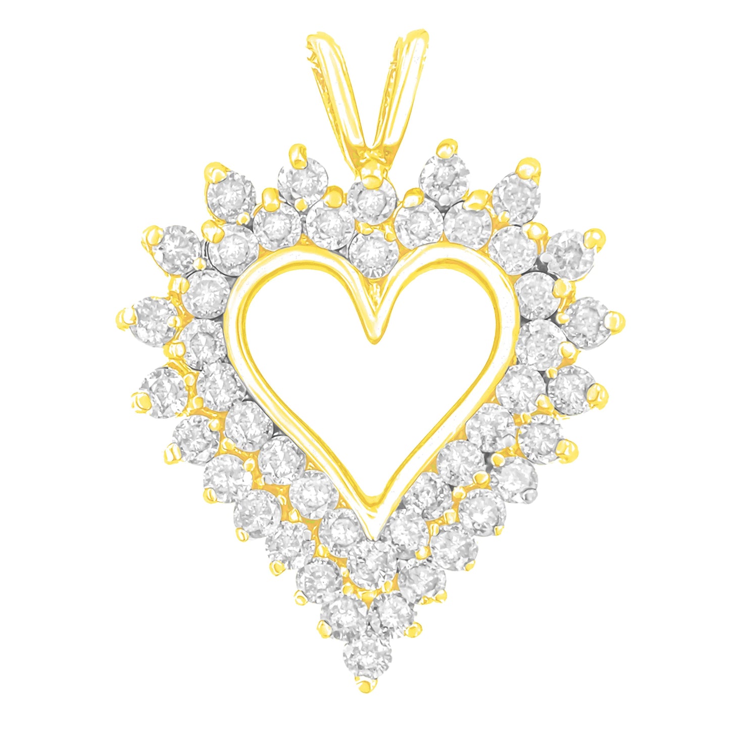 14K Yellow Gold Plated .925 Sterling Silver 3.00 Cttw Round Cut Diamond Cluster Heart 18" Pendant Necklace (K-L Color, I1-I2 Clarity) Bids.com