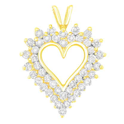 14K Yellow Gold Plated .925 Sterling Silver 3.00 Cttw Round Cut Diamond Cluster Heart 18" Pendant Necklace (K-L Color, I1-I2 Clarity) Bids.com