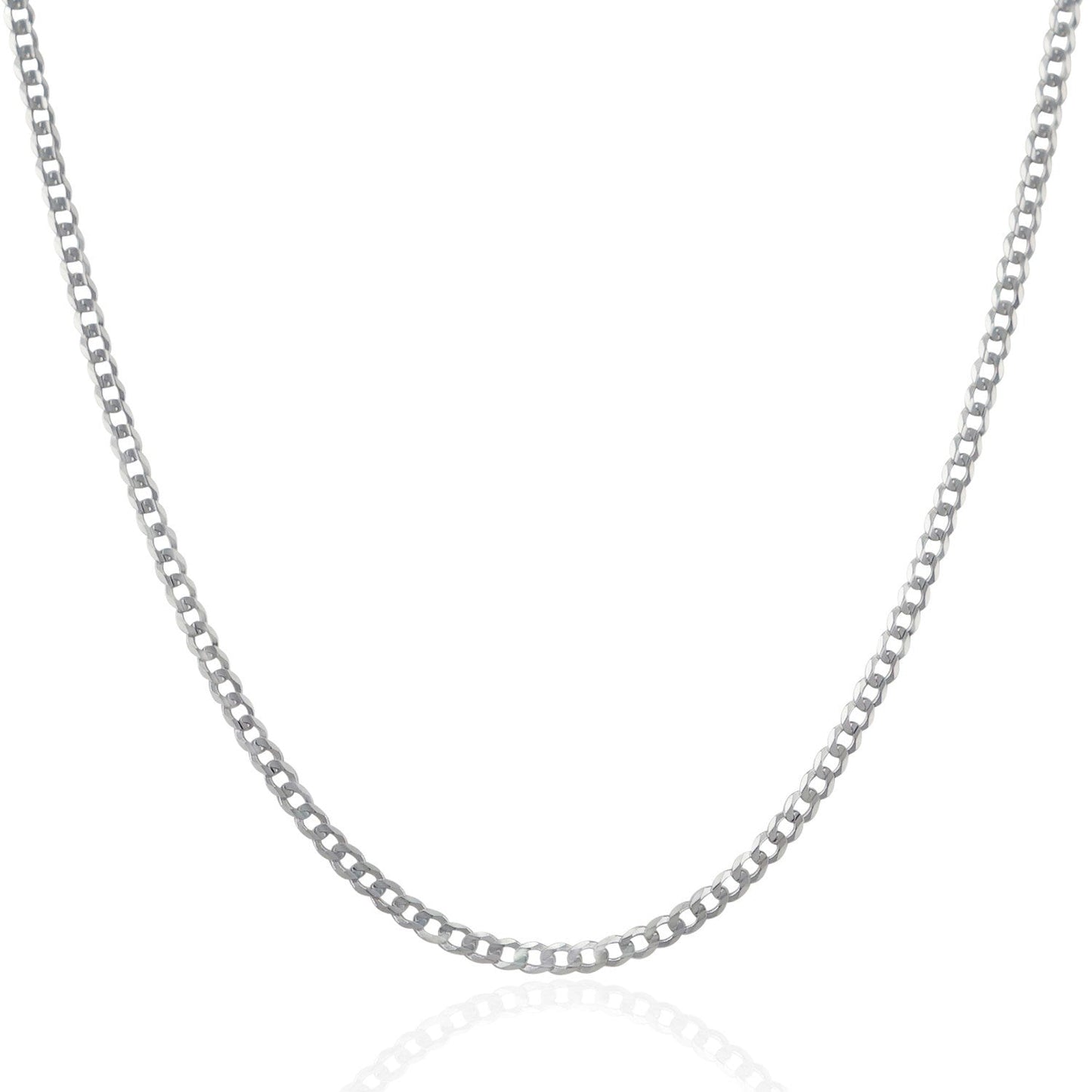 2.6mm 14k White Gold Solid Curb Chain Bids.com