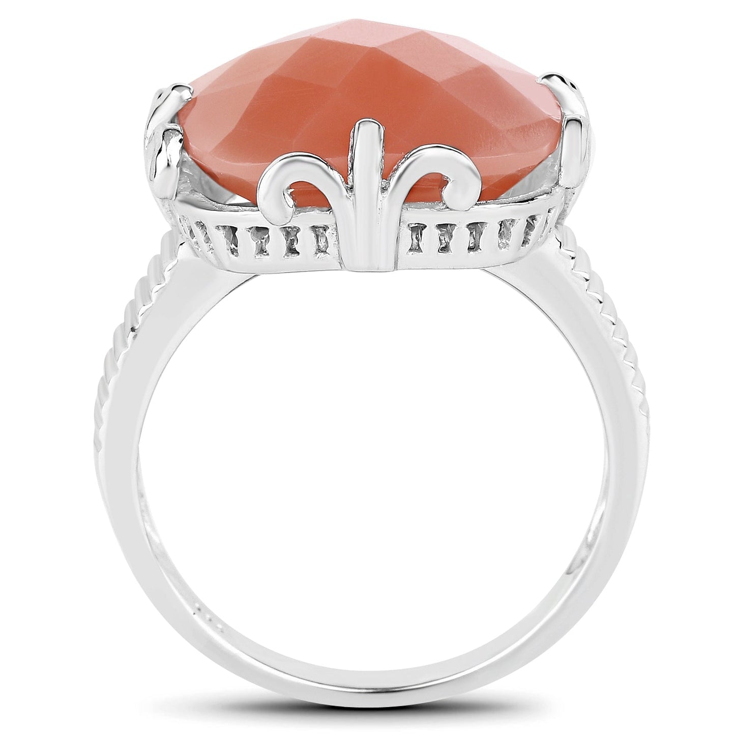 12.75 Carat Genuine Peach Moonstone .925 Sterling Silver Ring Bids.com