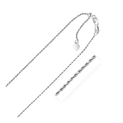 14k White Gold Adjustable Rope Chain 1.0mm Bids.com