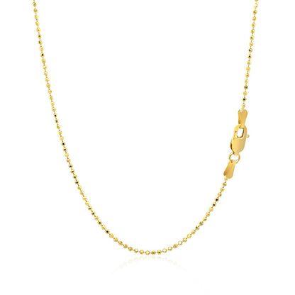 14k Yellow Gold Diamond-Cut Bead Chain 1.2mm Bids.com