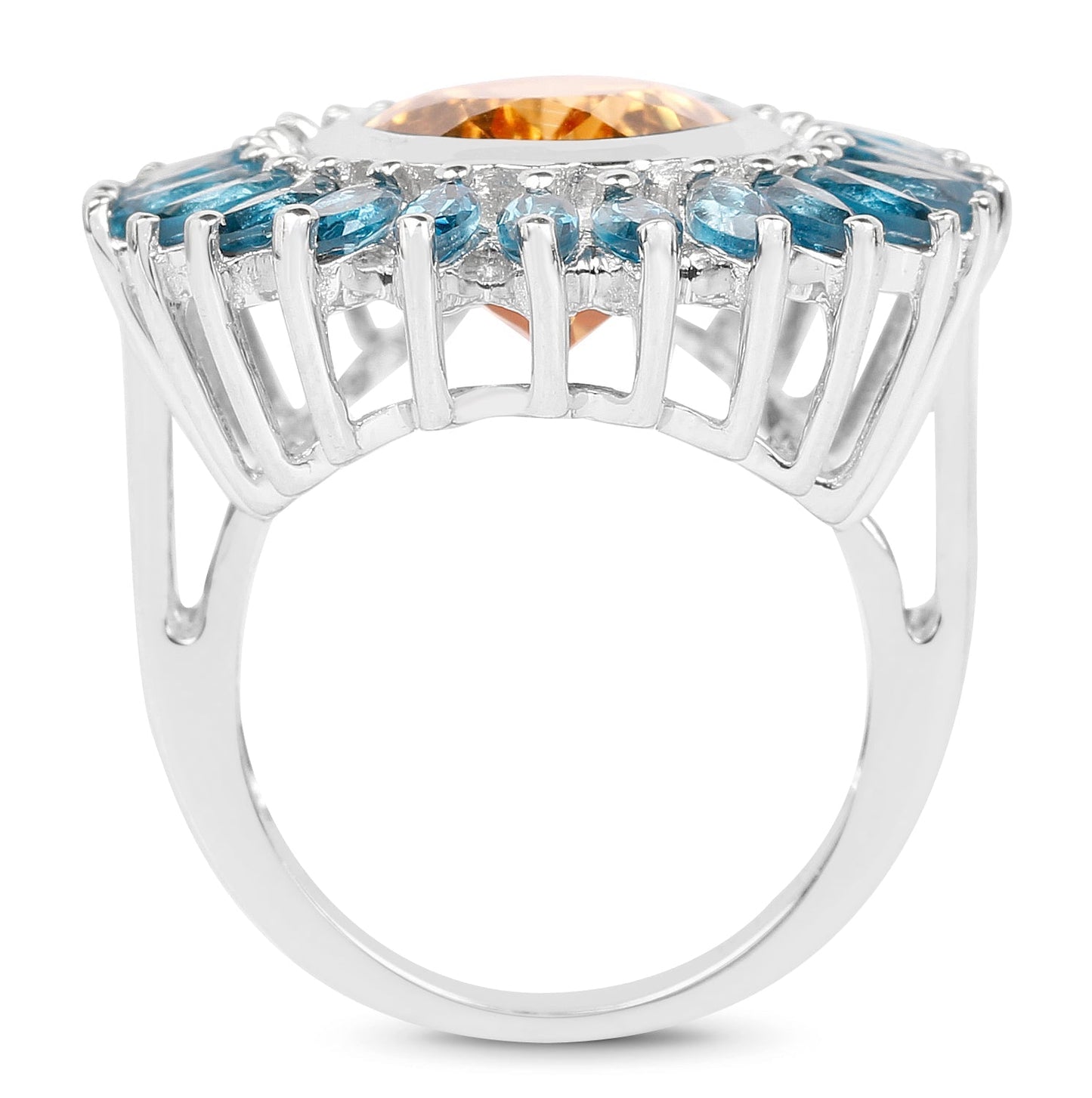 7.54 Carat Genuine Citrine & London Blue Topaz .925 Sterling Silver Ring Bids.com