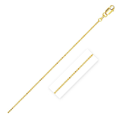 14k Yellow Gold Diamond Cut Bead Chain 1.0mm Bids.com