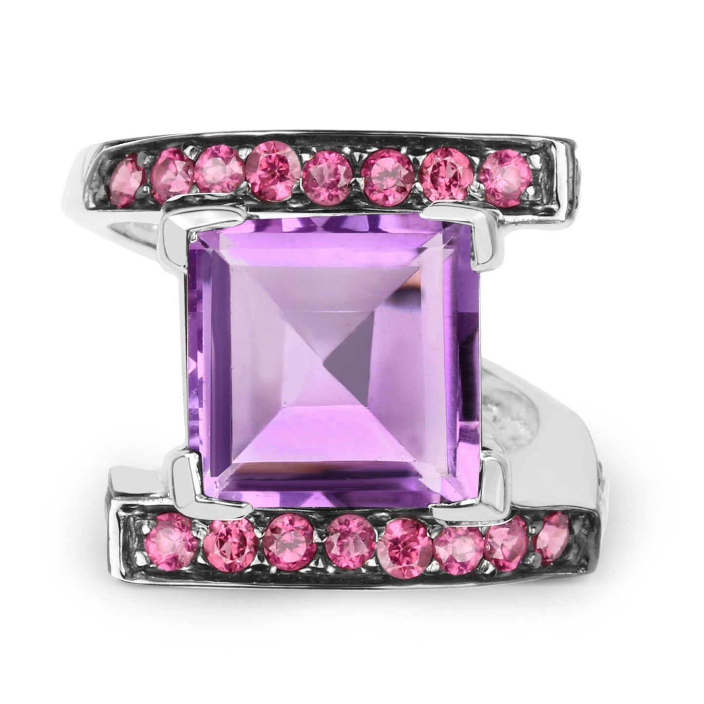 6.90 Carat Genuine Amethyst and Rhodolite .925 Sterling Silver Ring Bids.com