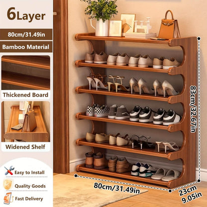 Bamboo Shoe Rack Organizer – 5 or 6 Tier, Space-Saving Storage DailySale