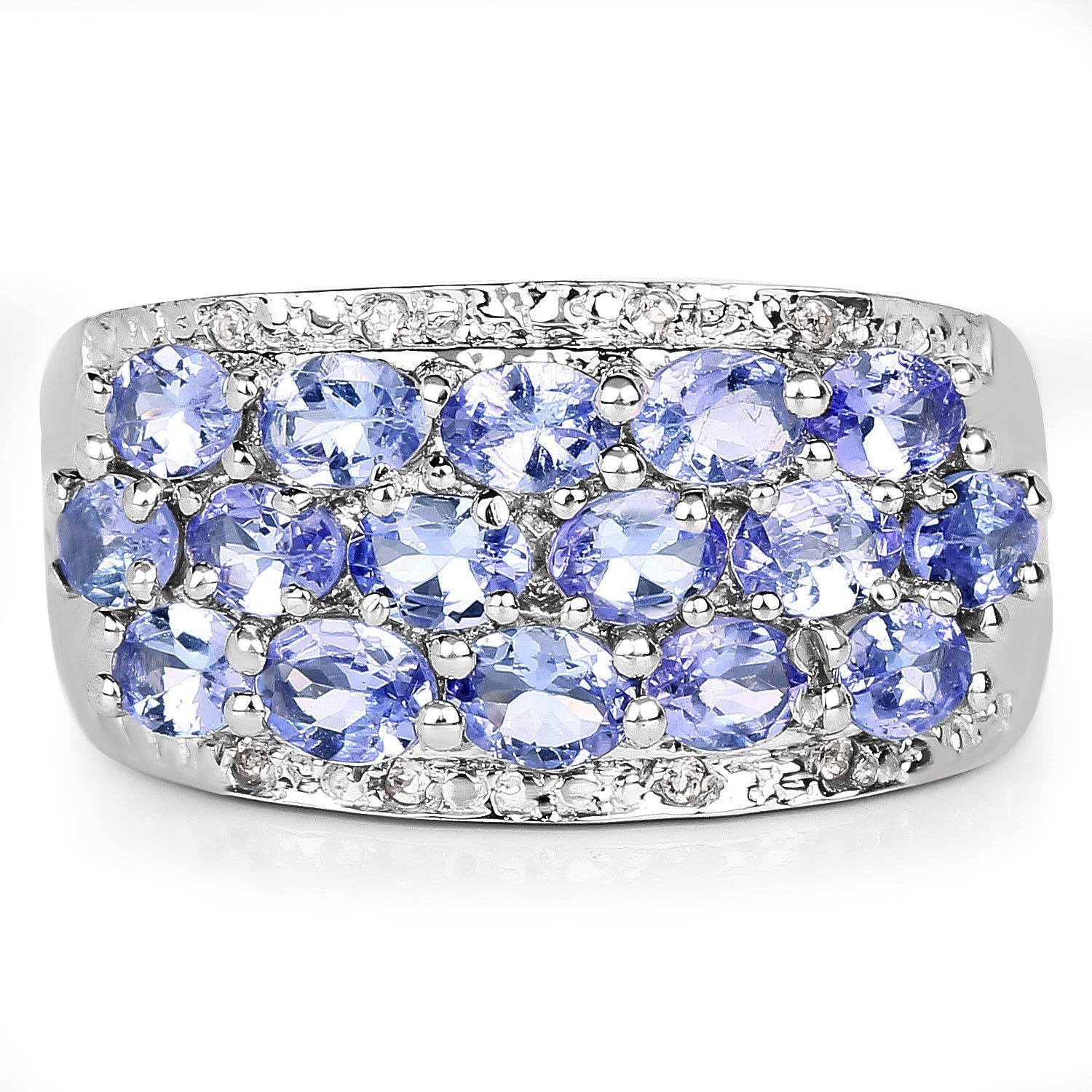 2.76 Carat Genuine Tanzanite and White Topaz .925 Sterling Silver Ring Bids.com