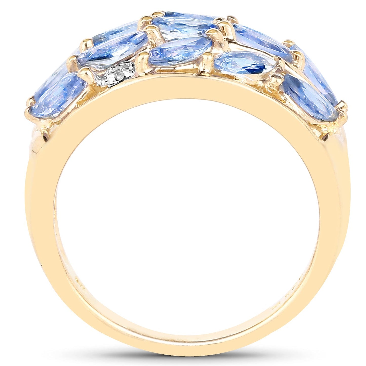 14K Yellow Gold Plated 1.56 Carat Genuine Tanzanite and White Topaz .925 Sterling Silver Ring Bids.com