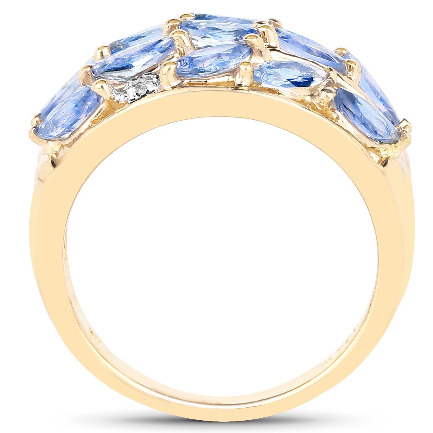 14K Yellow Gold Plated 1.56 Carat Genuine Tanzanite and White Topaz .925 Sterling Silver Ring Bids.com