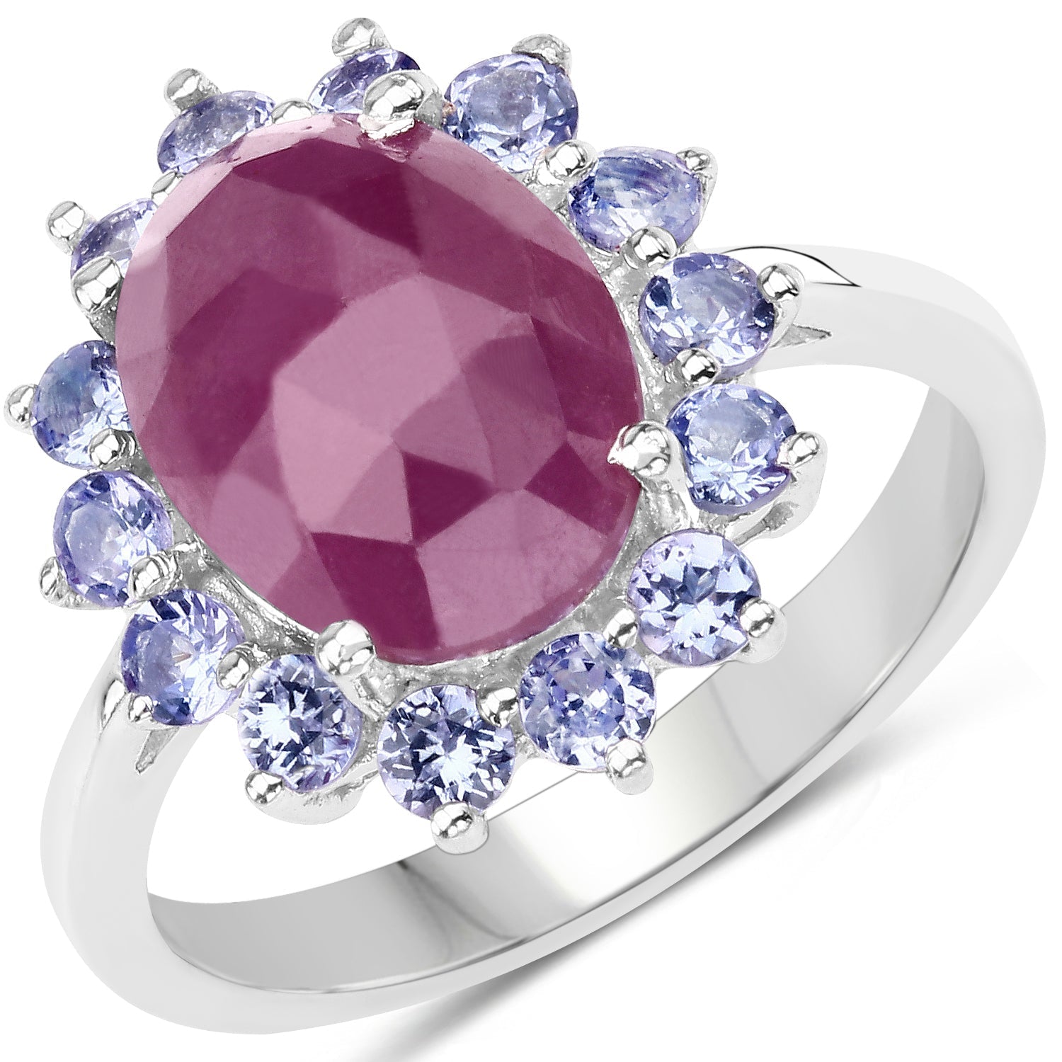 5.53 Carat Genuine Pink Sapphire & Tanzanite .925 Sterling Silver Ring Bids.com