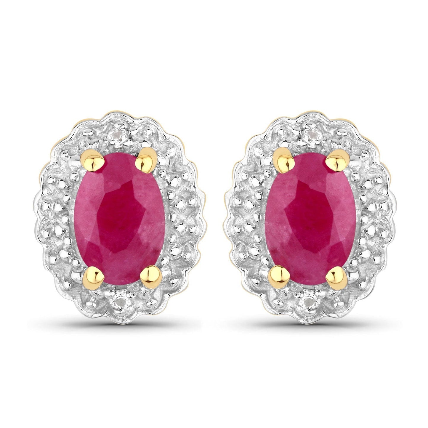 1.94 Carat Genuine Johnson Ruby and White Topaz .925 Sterling Silver Jewelry Set Bids.com