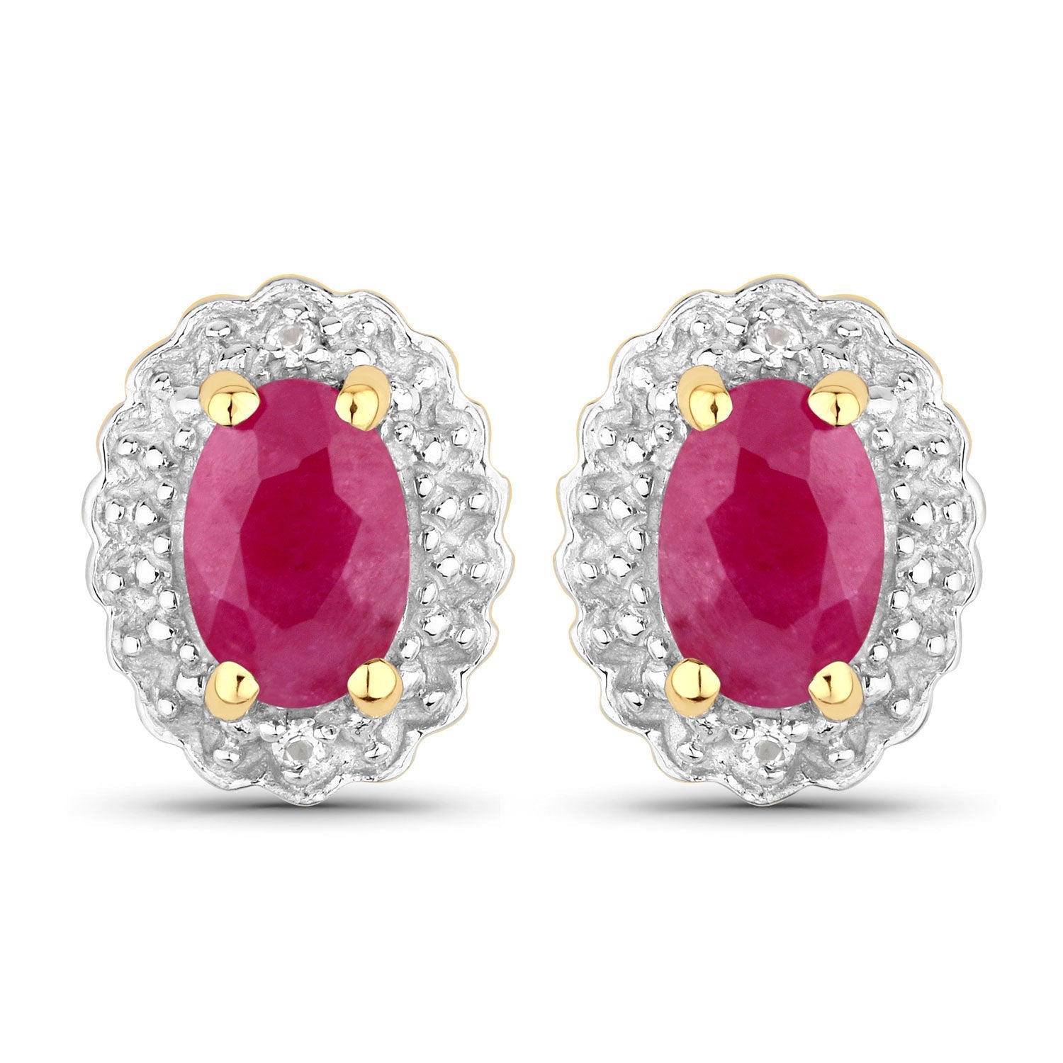 1.94 Carat Genuine Johnson Ruby and White Topaz .925 Sterling Silver Jewelry Set Bids.com