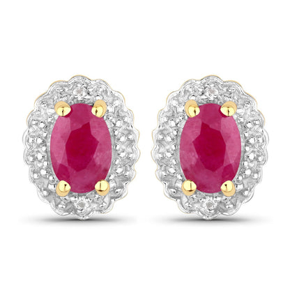 1.94 Carat Genuine Johnson Ruby and White Topaz .925 Sterling Silver Jewelry Set Bids.com