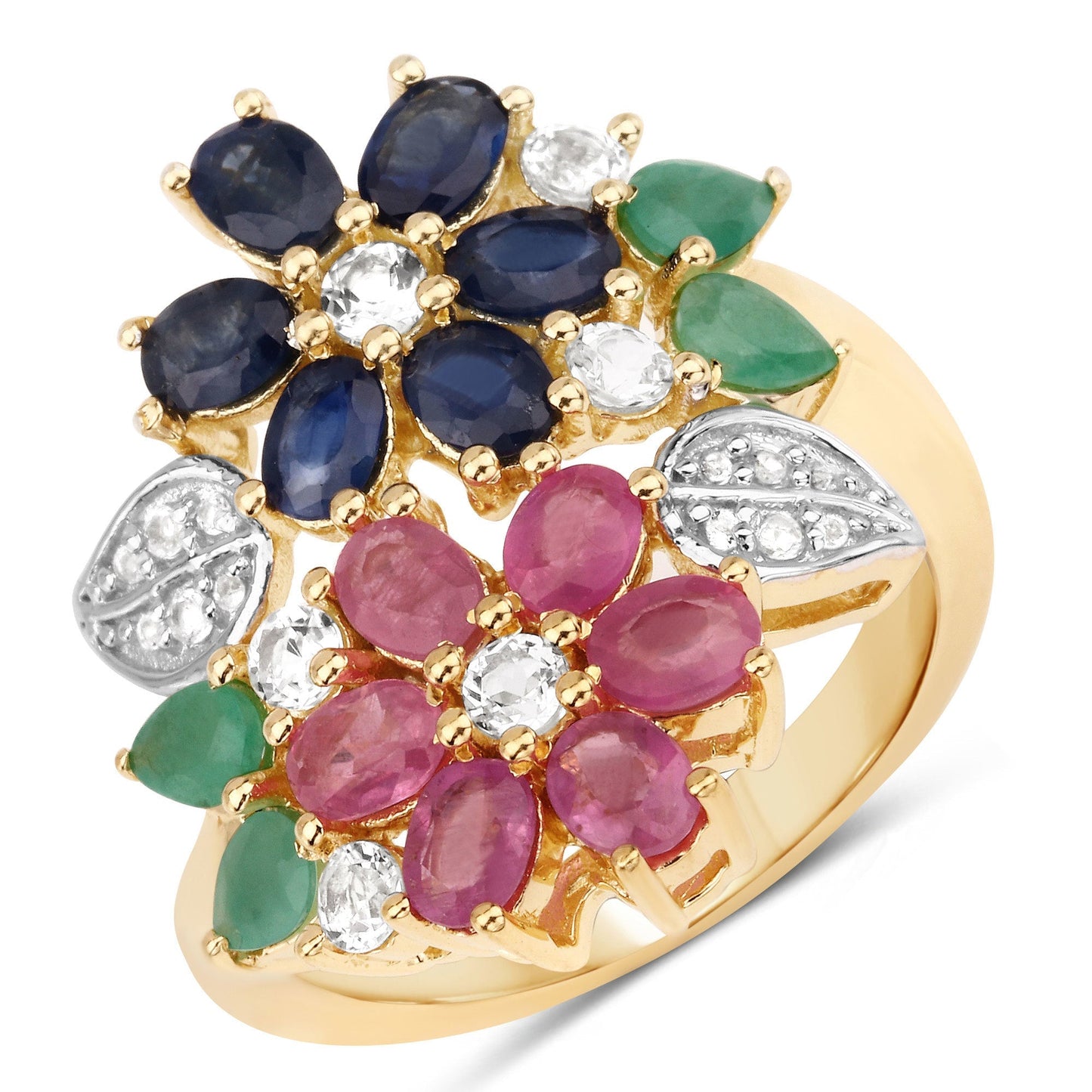 3.65 Carat Genuine Multi Stones .925 Sterling Silver Ring Bids.com
