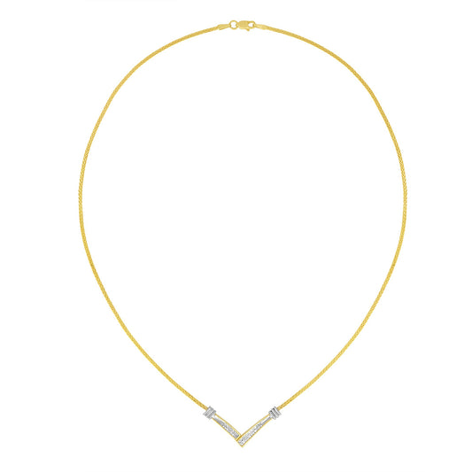 14K Yellow and White Gold 1/4 Cttw Princess Cut Diamond Channel-Set â€œVâ€ Shape 18" Pendant Necklace (H-I Color, SI2-I1 Clarity) Bids.com