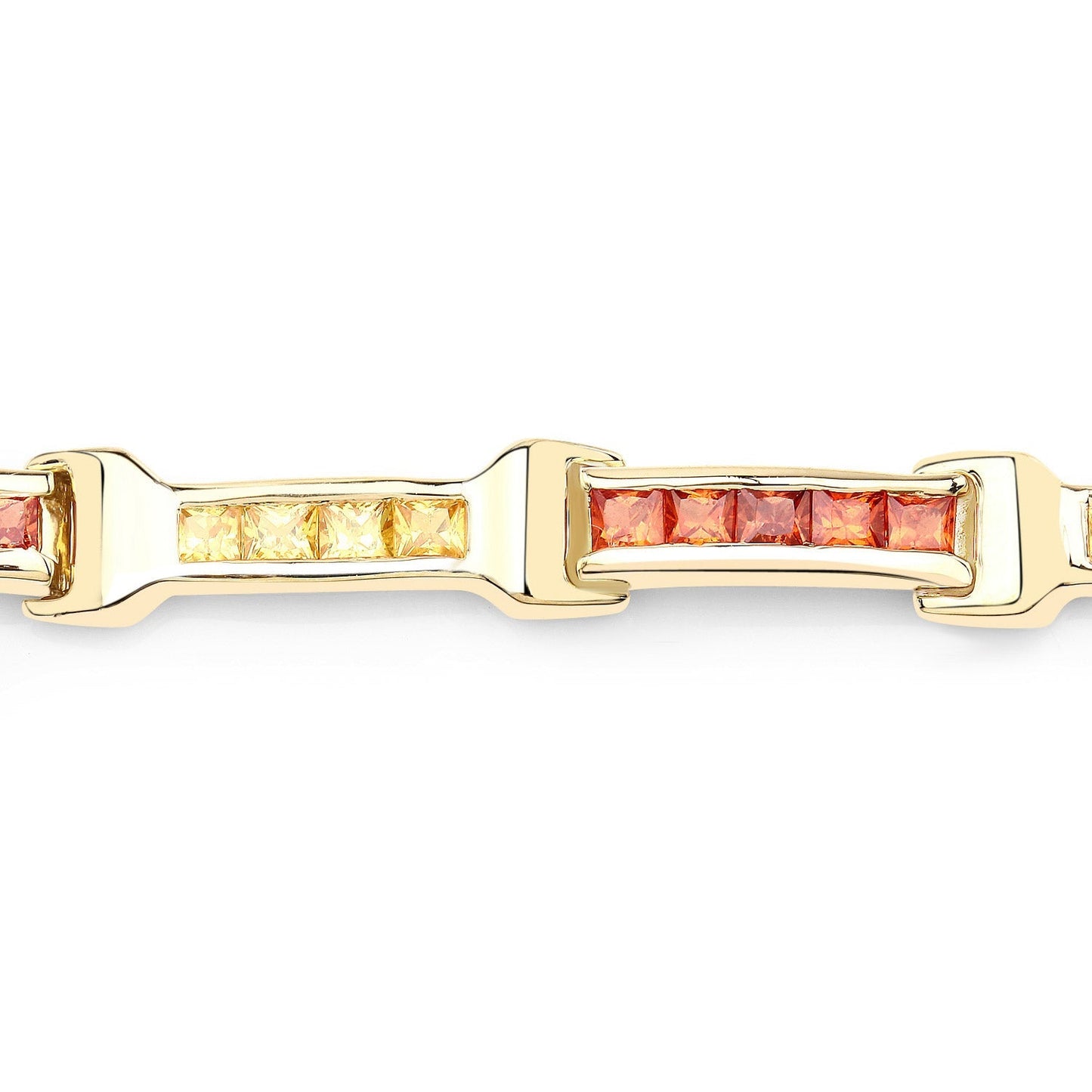 6.48 Carat Genuine Orange Sapphire and Yellow Sapphire .925 Sterling Silver Bracelet Bids.com