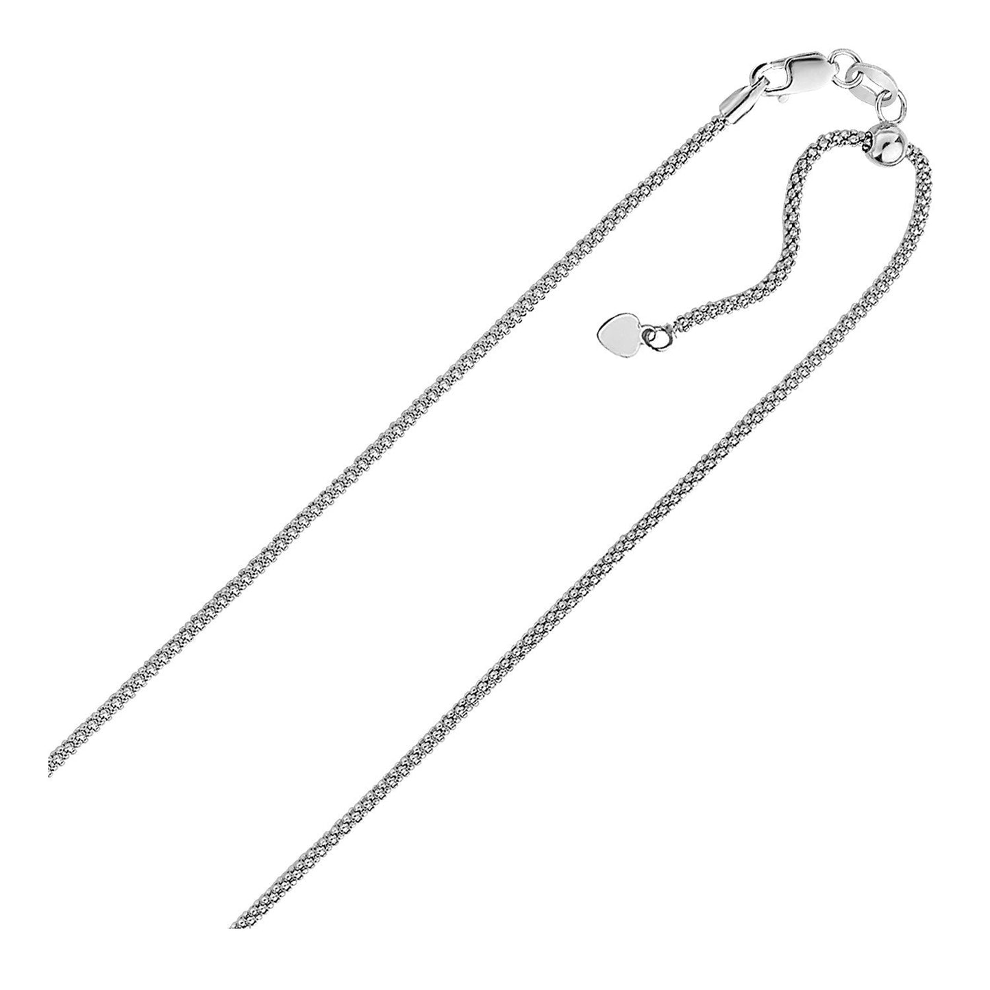 Sterling Silver 0.8mm Adjustable Popcorn Chain Bids.com