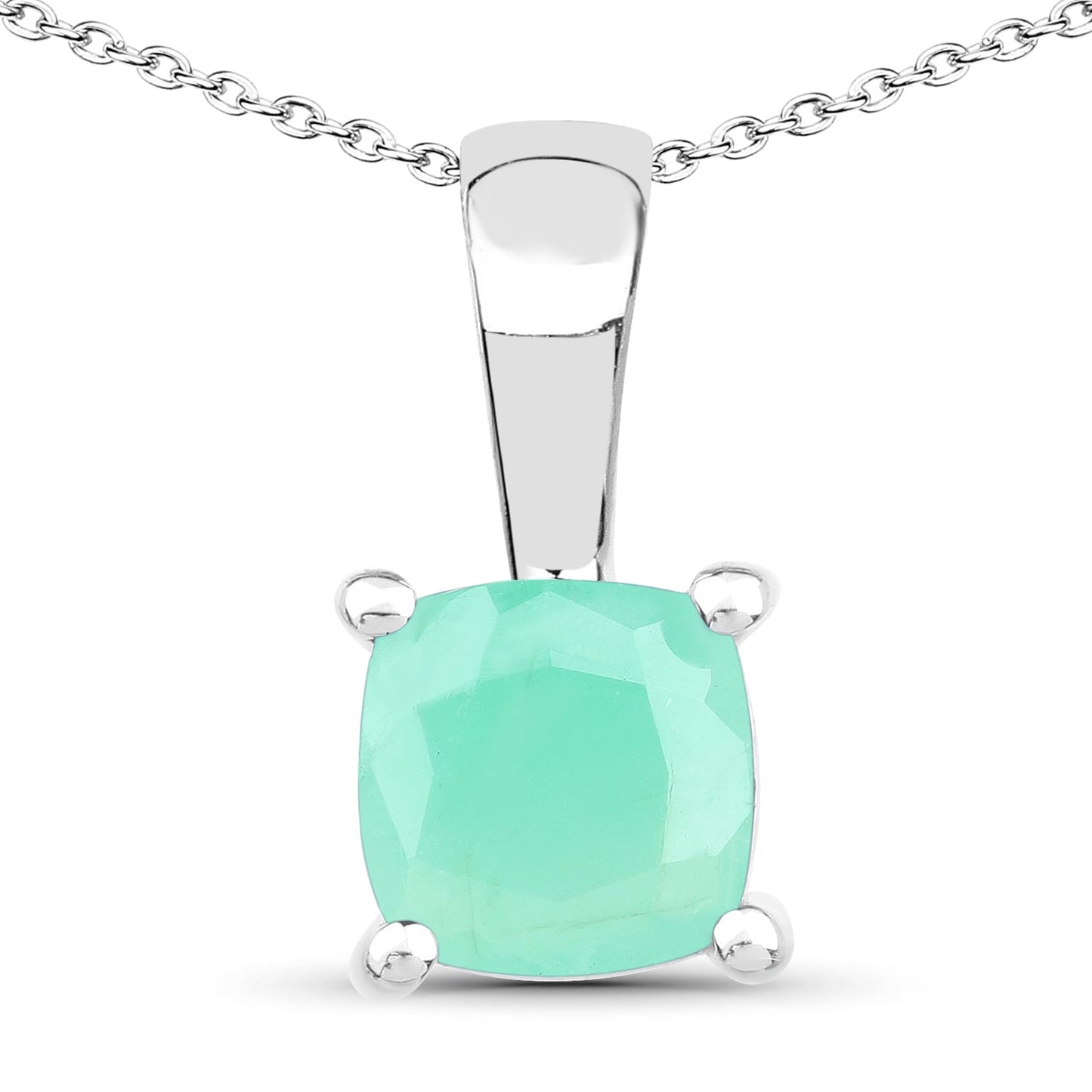 1.80 Carat Genuine Emerald, Glass Filled Ruby & Glass Filled Sapphire .925 Sterling Silver Pendant Bids.com