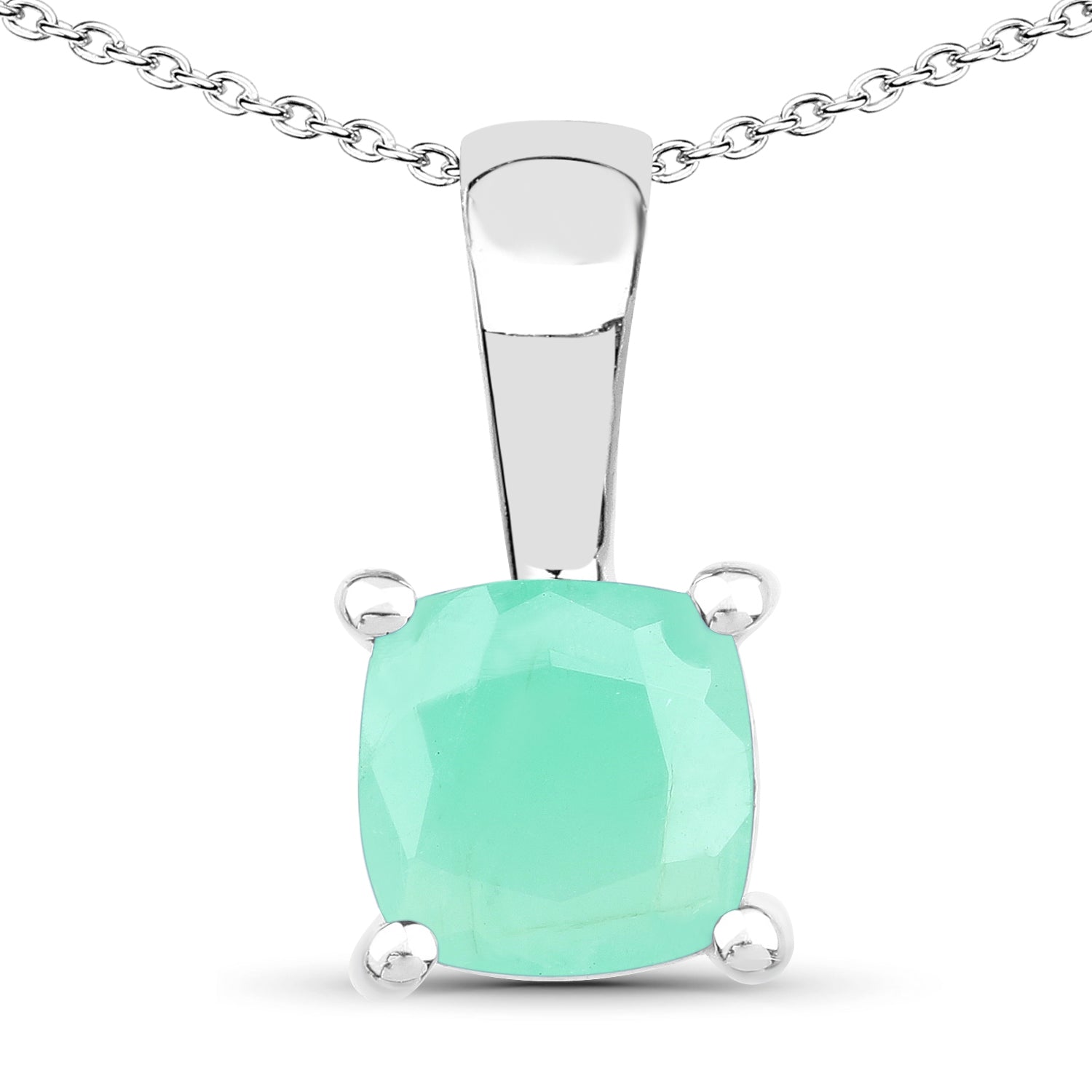 1.80 Carat Genuine Emerald, Glass Filled Ruby & Glass Filled Sapphire .925 Sterling Silver Pendant Bids.com