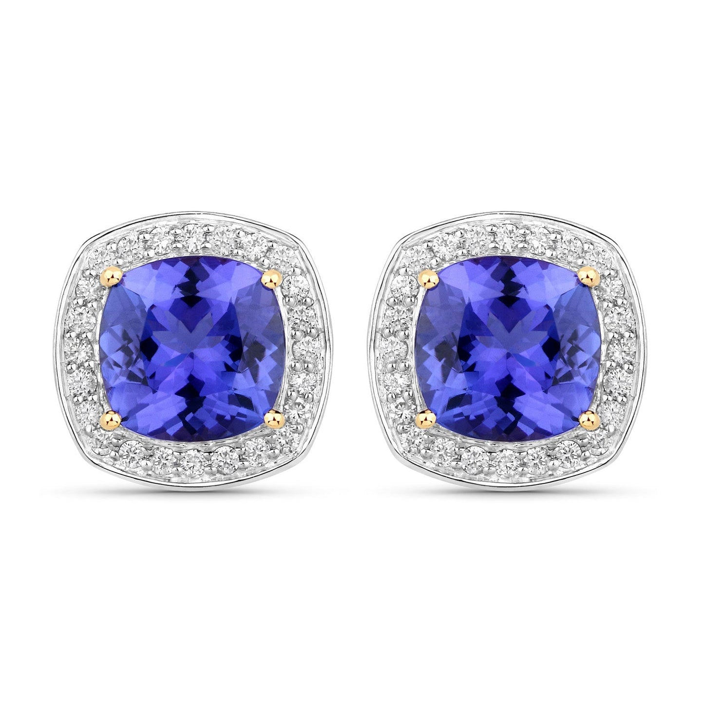5.98 Carat Genuine Tanzanite and White Diamond 14K Yellow Gold Earrings Bids.com