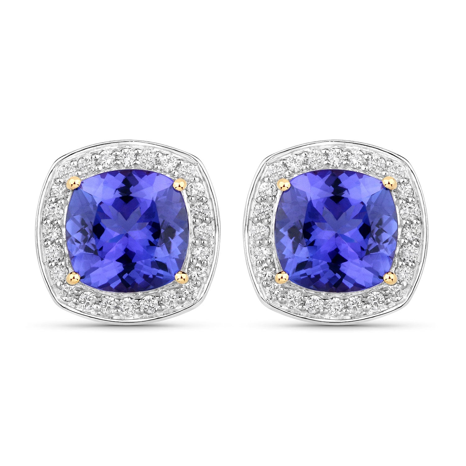 5.98 Carat Genuine Tanzanite and White Diamond 14K Yellow Gold Earrings Bids.com
